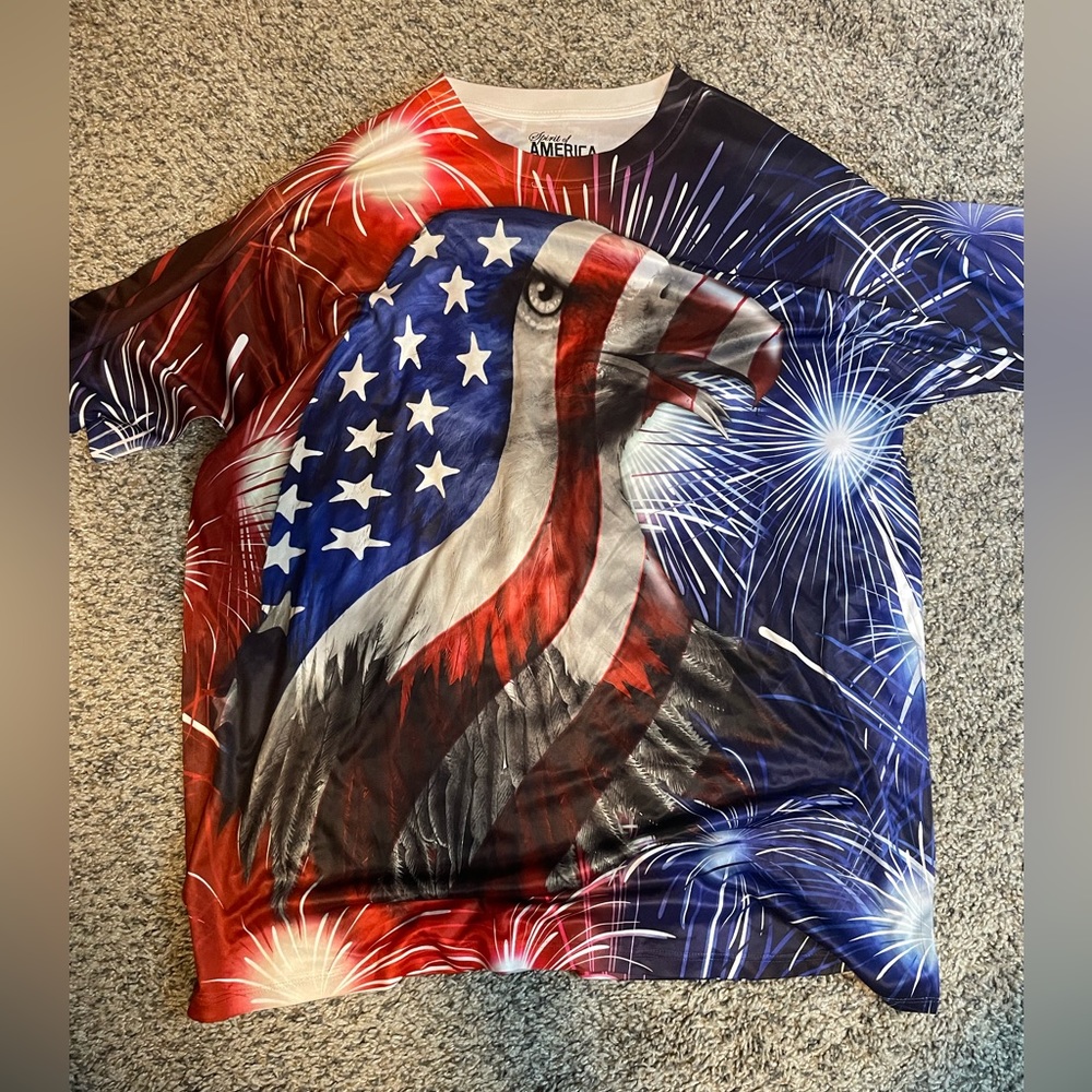 Men’s American Flag and Bald Eagle Shirt.